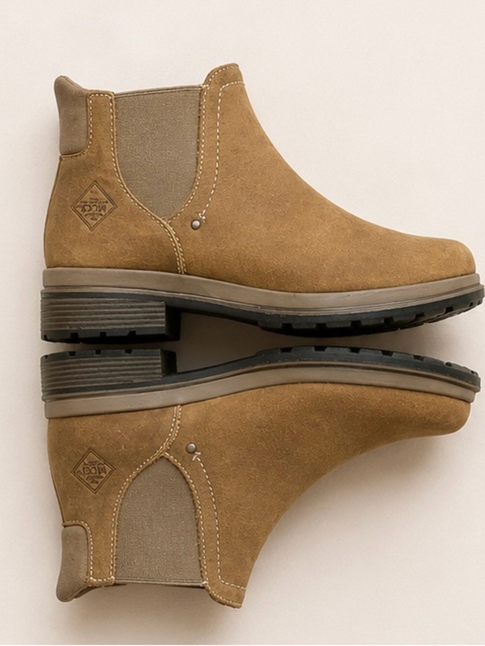 Women's Chelsea Rain Bootie in Tan Suede-Look